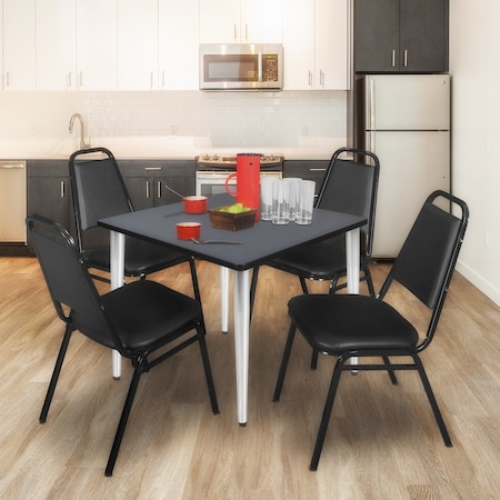 Regency Kahlo Square Table & Chair Sets, 42 W, 42 L, 29 H, Wood, Metal, Vinyl Top, Grey TPL4242GYCM29BK